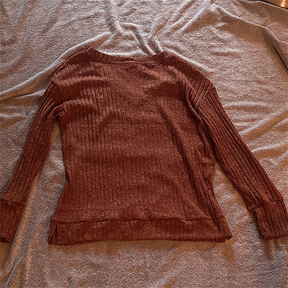 NWT Anrabess Soft Comfy Light Brown Sweater V-Neck Women’s Large - Picture 5 of 5